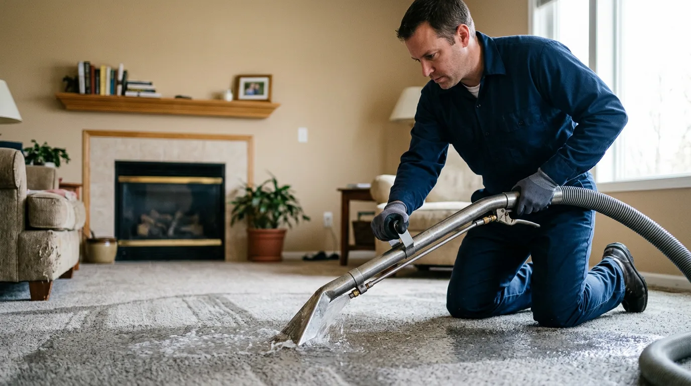 Water damage restoration technician working near East Boston, MA